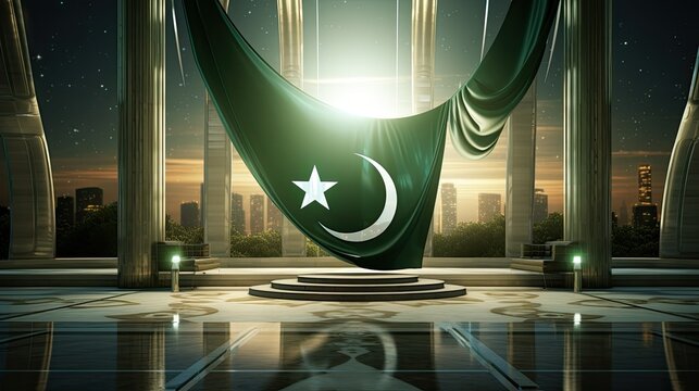 Pakistan flag waving in the wind