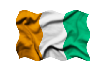 Waving flag of Ivory Coast isolated on transparent, Clipping Path Included