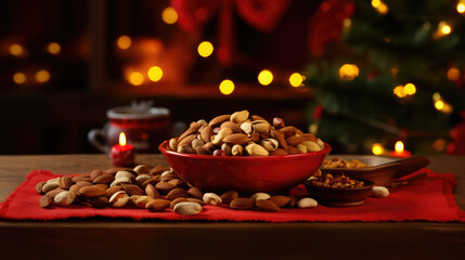 A bowl of nuts at christmas
