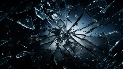 Explosion of glass splinters on dark background - obrazy, fototapety, plakaty