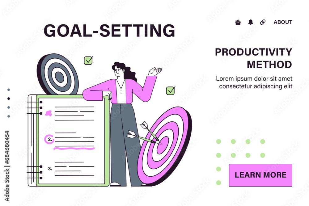 Poster employee efficiency web or landing. business employee productive multitasking. time management and w