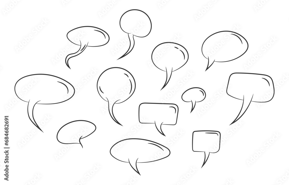 Poster set talk bubbles speech vector. blank empty bubble icon design elements. chat on line symbol templat