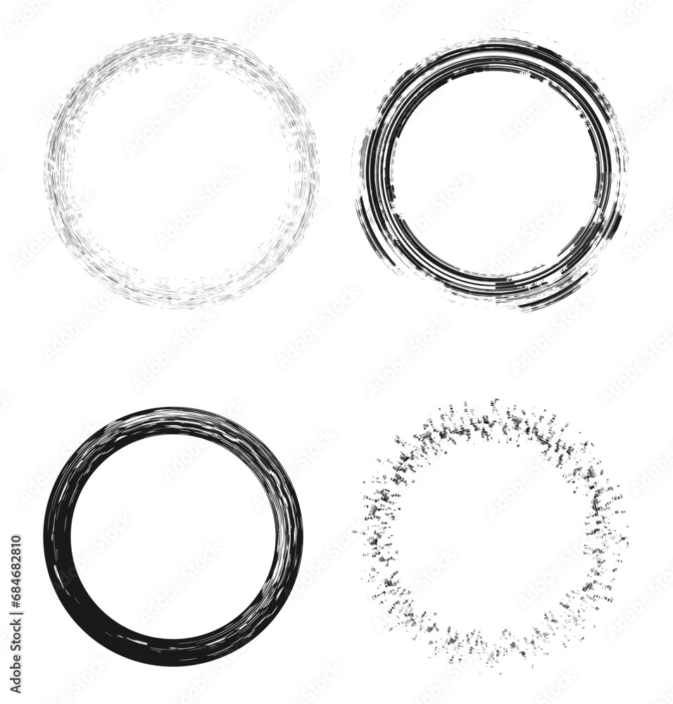 Poster abstract round grunge texture circles splattered dirty effect set design element