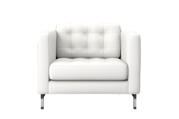 Modern white leather armchair isolated on a cut out PNG transparent background