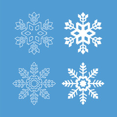 ice crystal snowflake element set isolated icon outline design winter vector
