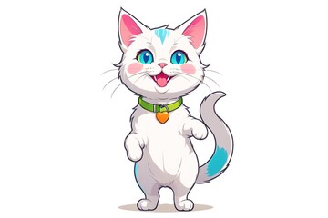 A Cartoonish White Cat in a Playful Pose (JPG 300Dpi 10800x7200)
