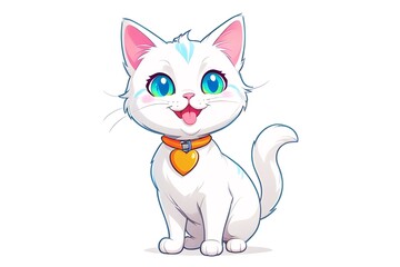 A Cartoonish White Cat in a Playful Pose (JPG 300Dpi 10800x7200)