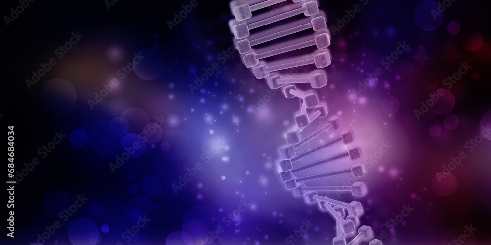 Poster 2d render of dna structure, abstract background