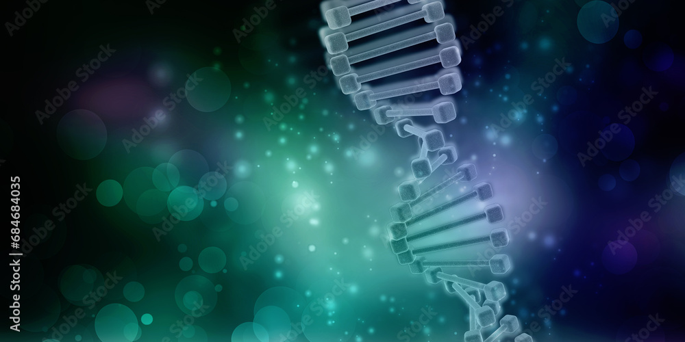 Poster 2d render of dna structure, abstract background