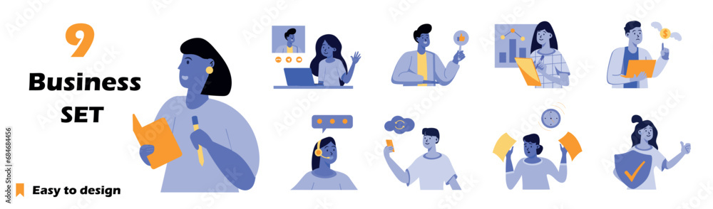 Poster artboard of mini concepts on the topic of business. image showcase a process of creating business de