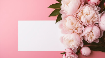 spring flowers on pink background. top view