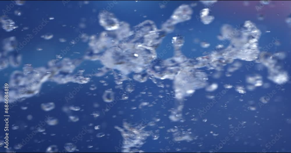Wall mural slow motion macro of floating micro particles molecules in liquid are analyzed with microscope by ch