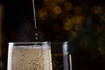 two glasses of champagne on the New Year's table