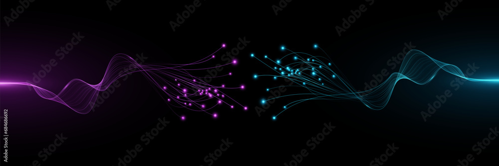 Aufkleber futuristic glowing neural connectors analyze big data into cyberspace. neural network background. te