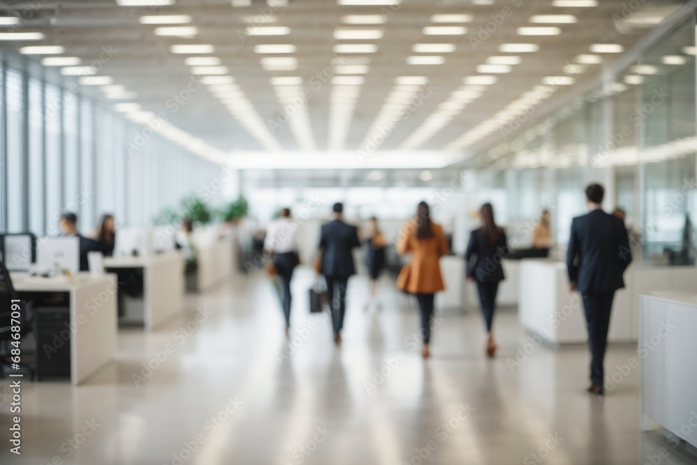 Aufkleber blurred background of a modern office with working businessmen. banner background for copy space.
