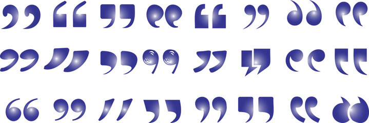 diverse quotation marks vector illustration. Unique styles isolated on a white background. Ideal for typography, graphic design, and communication-related content. Perfect for enhancing conversation