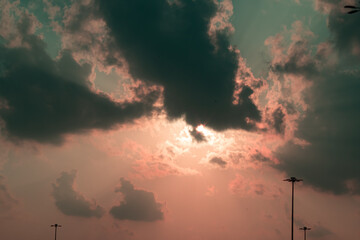 Beautiful sky at sunset, clouds during sunset. High quality photo