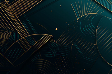 Abstract background with geometric shapes and golden lines. Vector illustration. Eps 10