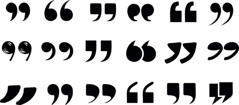diverse quotation marks vector illustration. Unique styles isolated on a white background. Ideal for typography, graphic design, and communication-related content. Perfect for enhancing conversation