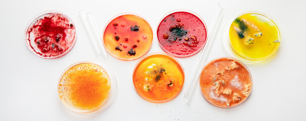 Background with laboratory petri dish. Microbiology science