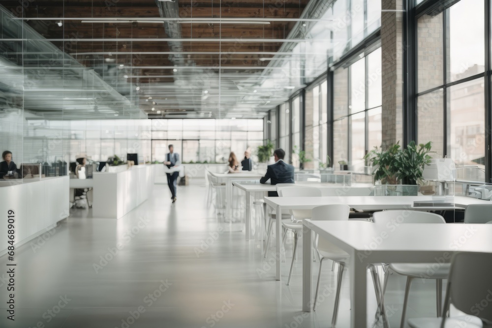 Aufkleber blurred background of a modern office with working businessmen. banner background for copy space.