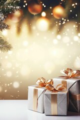Fototapeta na wymiar Christmas background with gift box and christmas tree