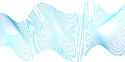 Modern seamless abstract blue wave geometric Technology, data science frequency gradient lines on transparent background. Isolated on white background. blue and white wavy stripes background.