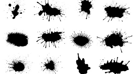 Collection of detailed ink splatters isolated on transparent background, PNG image with background removed, Created with Generative Ai technology