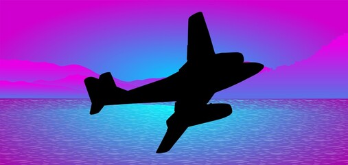 avión, vector, silueta, aeronave, aeroplano