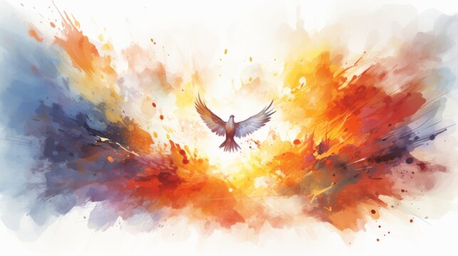 Pentecost Festival Commemorate the Lord May 19 Watercolor style Generative AI
