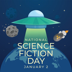 Sci-Fi Celebration: Vector Design Template for National Science Fiction Day. Immerse in futuristic visuals with this captivating illustration.