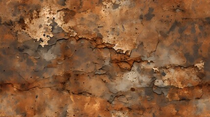Rusty Metal Grunge Wall: Seamless Tileable Texture Background with Abstract Distressed Pattern and Weathered Yellow Paint on an Old Building Feature