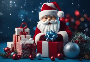 Santa clause with gifts in winter season.