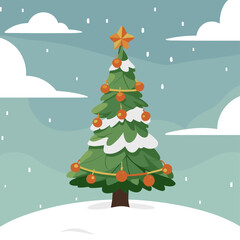 christmas tree in snow