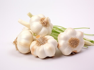 Obraz na płótnie Canvas Garlic isolated on plain background. Garlic is widely used in cooking.