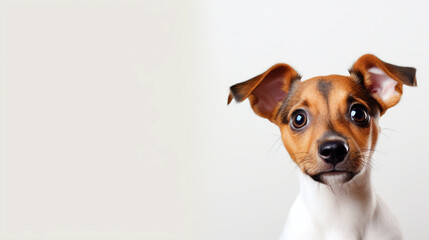 Happy Dog portrait on isolated gray background - ai generative - obrazy, fototapety, plakaty