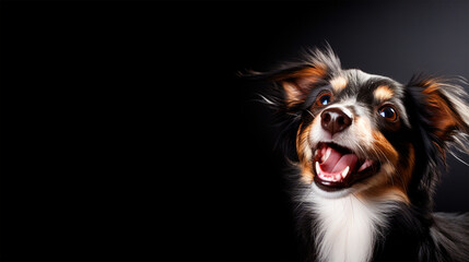 Obraz premium Happy Dog portrait on isolated black background - ai generative