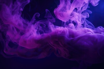 Purple smoke on black background. Color smoke. Water splash. Cosmic stardust.