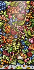 Cartoon vector doodle Berries background