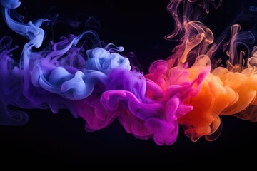 Blue, orange, magenta smoke. Color smoke. Water splash. Cosmic stardust.