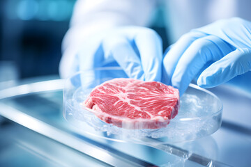 Cultured meat, cultivated meat, a form of cellular agriculture where meat is produced by culturing animal cells in vitro. - obrazy, fototapety, plakaty