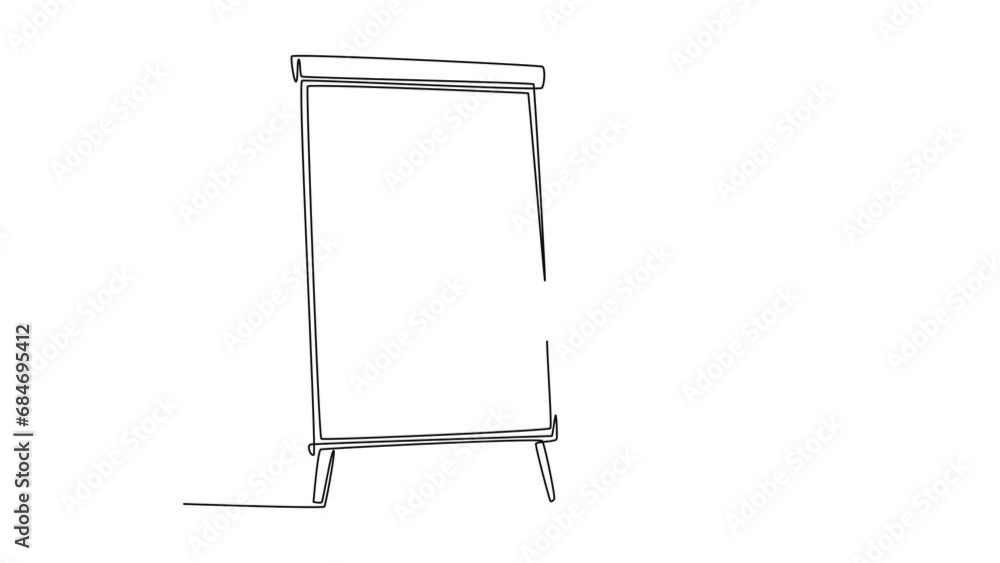 Aufkleber animated self drawing of continuous line draw young pretty female presenter teaching how to do effec