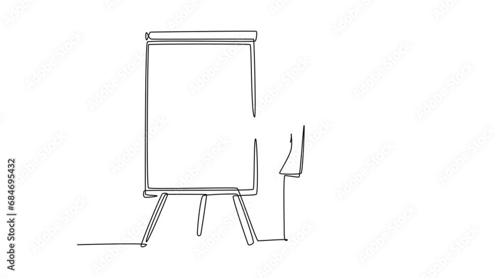 Aufkleber self drawing animation of single line draw of young female presenter pointing the finger to screen w
