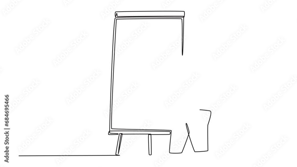 Aufkleber self drawing animation single line draw young business coach teaching strategy to increase company g