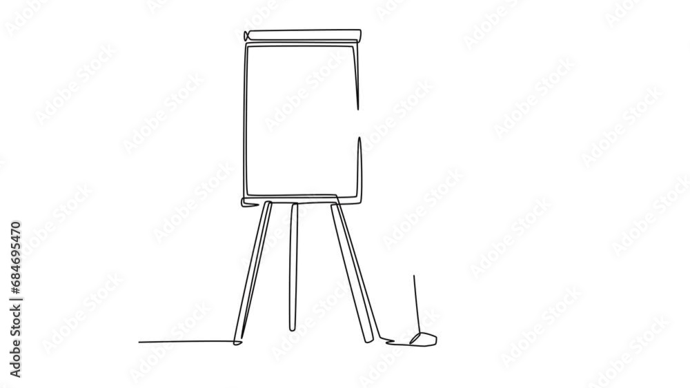 Aufkleber animated self drawing of continuous line draw young success business manager giving lecture to appre