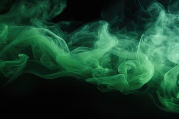 Green smoke on black background. Color smoke. Water splash. Cosmic stardust.
