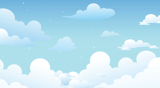 Landscape blue sky and white clouds, 2d sky background. blue clear sky background, Fluffy clouds Vector