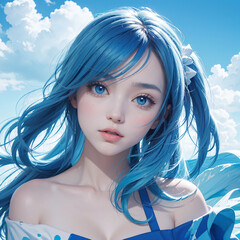 portrait of a woman blue hair