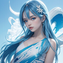 portrait of a woman with blue hair