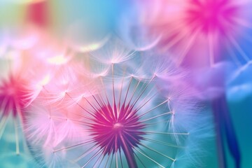 Colourful dandelion close up background - obrazy, fototapety, plakaty